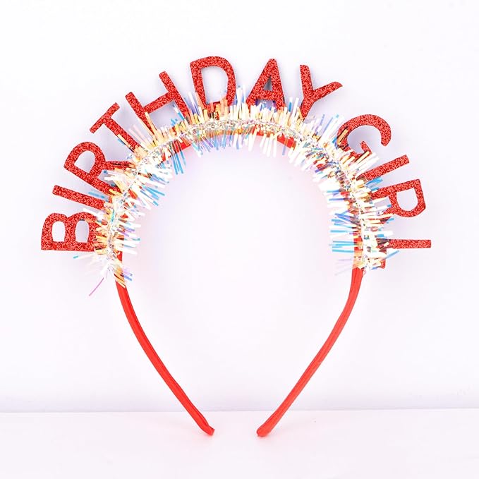CIEHER Red Birthday Girl Headband Birthday Crown for Women Girls Prarty Favors
