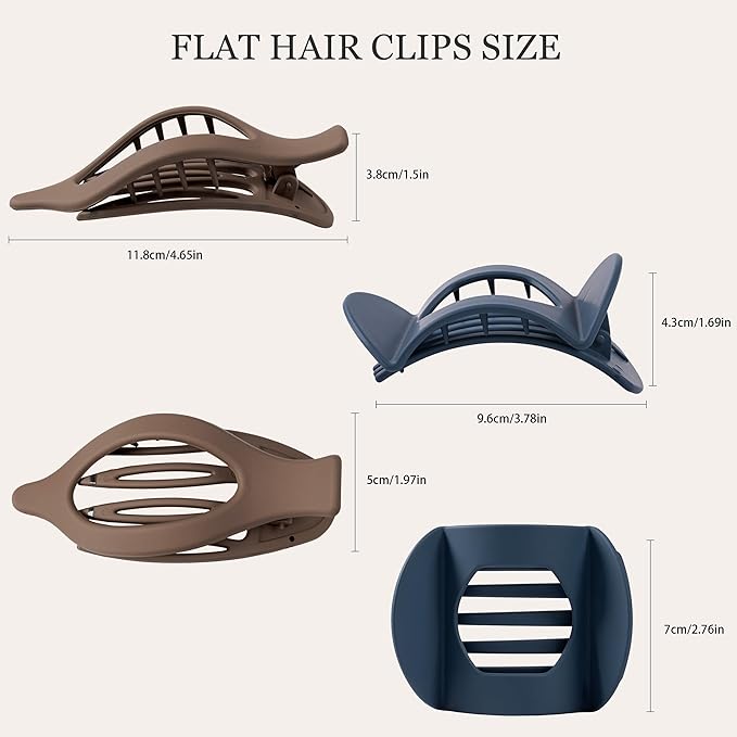 8 Pack Flat Hair Clips for Women, Matte Flat Claw Clips for Thick & Thin Hair No-Slip Strong Hold Hair Barrettes, French Duckbill Styling Accessories for Women