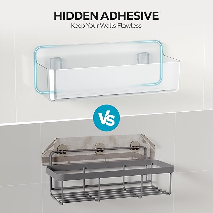 Nieifi Adhesive Wall Shelf, Shower Shelves, Shower Organizer for Bathroom Organization (A-Clear, 3 pieces)