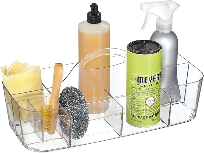 iDesign Clarity Cosmetic Organizer Tote for Vanity Cabinet to Hold Makeup, Beauty Products - Clear 14.5" x 7" x 5.75" (Pack of 4)