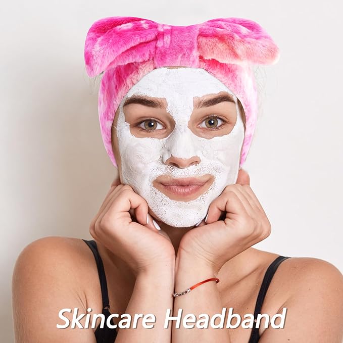 VELSCRUN Spa Headband, Makeup Face Wash Skincare Headbands, Bow Hair Band Party Favors for Washing Face, Stocking Stuffers For Women Teen Girls Christmas Gifts Hair Accessories Multicolor