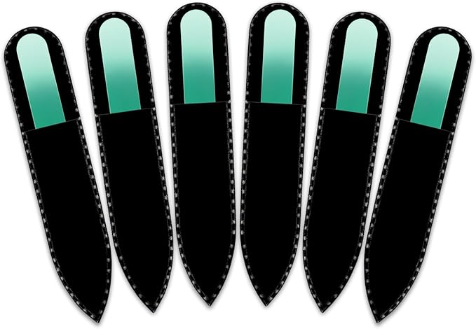 Mont Bleu Rainbow Crystal Nail File in Black Pouch - Small/Purse Size - Czech Tempered Glass - Handmade in Bohemia (Czech Republic)