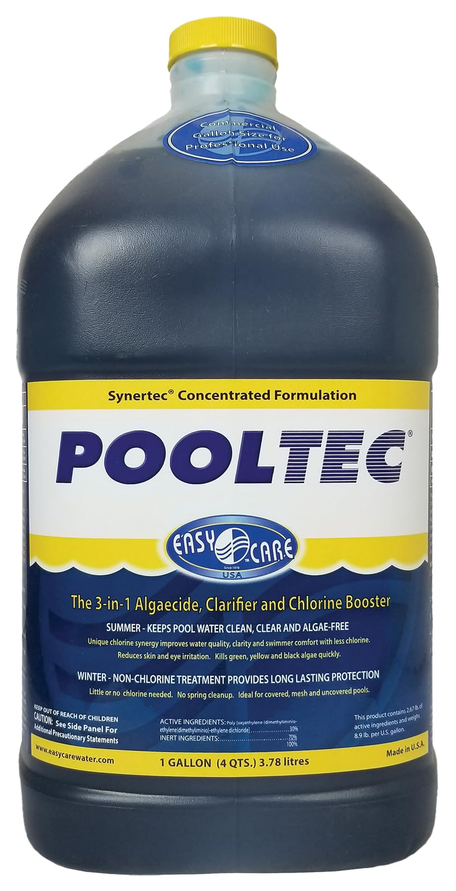 EASYCARE 30128 Pooltec Algaecide, Clarifier and Chlorine Salt Cell Booster, 128 Fl. Oz Bottle