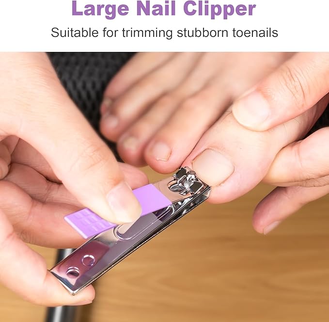 DUCOO Nail Clipper Set, 4 PCS Ultra Sharp Nail Clippers for Men, Women, Adults Toenail Fingernail Clippers, Stainless Steel Nail Cutter & File, Purple