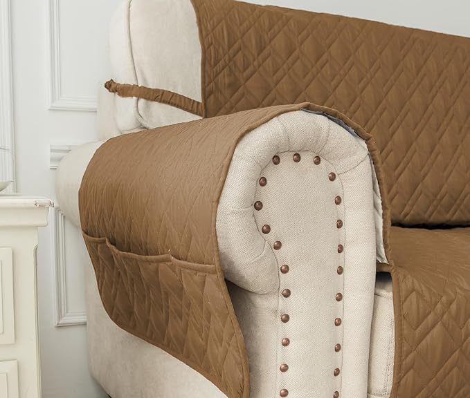 Ameritex Waterproof Nonslip Recliner Cover Stay in Place, Dog Chair Cover Furniture Protector, Ideal Recliner Slipcovers for Pets and Kids (Camel, 30")