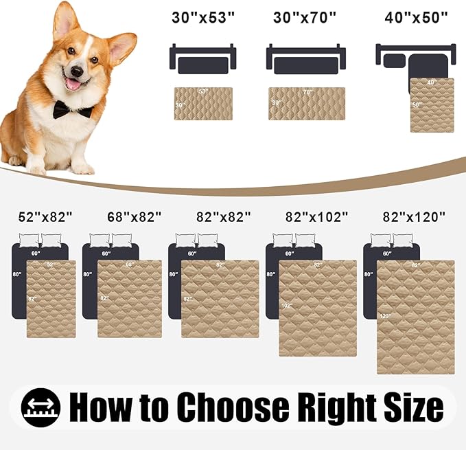 Smiry Waterproof Dog Bed Cover Blanket, Soft Reversible Pet Blanket, Washable Leakproof Cats Dogs Couch Cover for Sofa, Couch, Furniture (40x50 Inch, Camel/Beige)