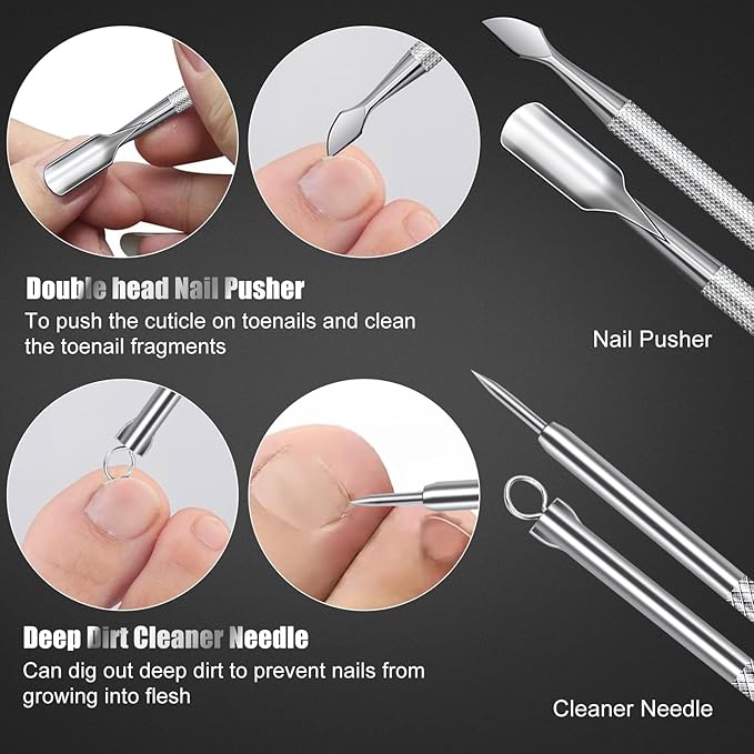 7-Piece Ingrown Toenail Treatment Set, Professional Stainless Steel Ingrown Toenail Removal Kit, Toenail Clippers for Thick Toenails, Pedicure Tools for Feet, Nail Clippers for Thick and Ingrown Nails