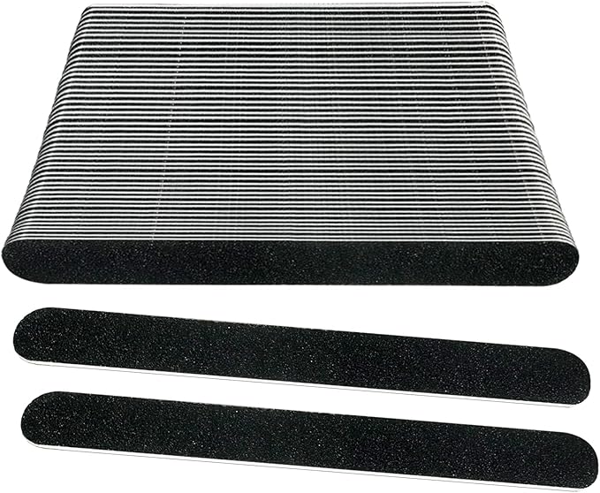 Emery Board Nail Files (50 Pack), 100/180 Grit Wooden Nail File for Natural Nails, 7 Inches Emory Filers Manicure Tool Set Disposable Nail File for Home Salon Black