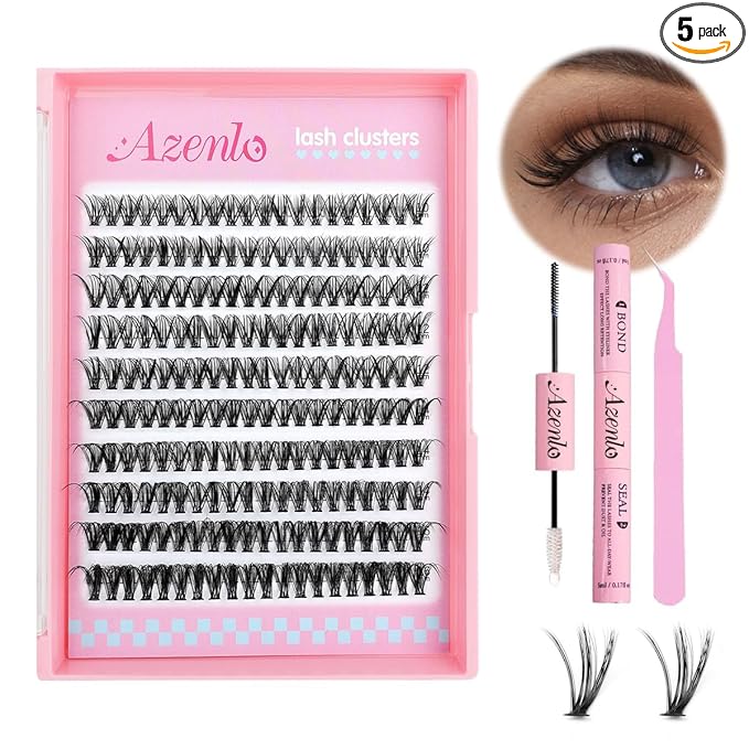 Azenlo Natural Lash Clusters Kit Wispy Eyelash Clusters 120 pcs Cluster Eyelash Extensions C Curl Individual Lashes 10-16 mm Mix Length Natural Looks (30D KIT 120 Pcs)