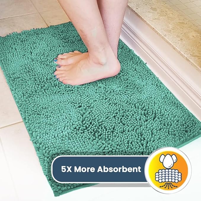 Muddy Mat® | Super Absorbent Door Mat Indoor, Microfiber Quick Dry Chenille Entryway Rug, Non-Slip Front Door Mat, Indoor Mats for Entryway, Machine Washable Pet Rug, Seafoam Green 24" x 72"