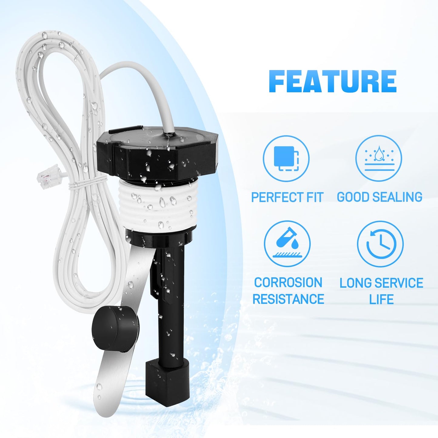 Sejaede Upgraded GLX-FLO-RP Pool Flow Switch Assembly Compatible with Hayward Goldline Aqua Rite Salt Chlorine Generator System, Flow Sensor with 15ft Cable (Metal Probe)