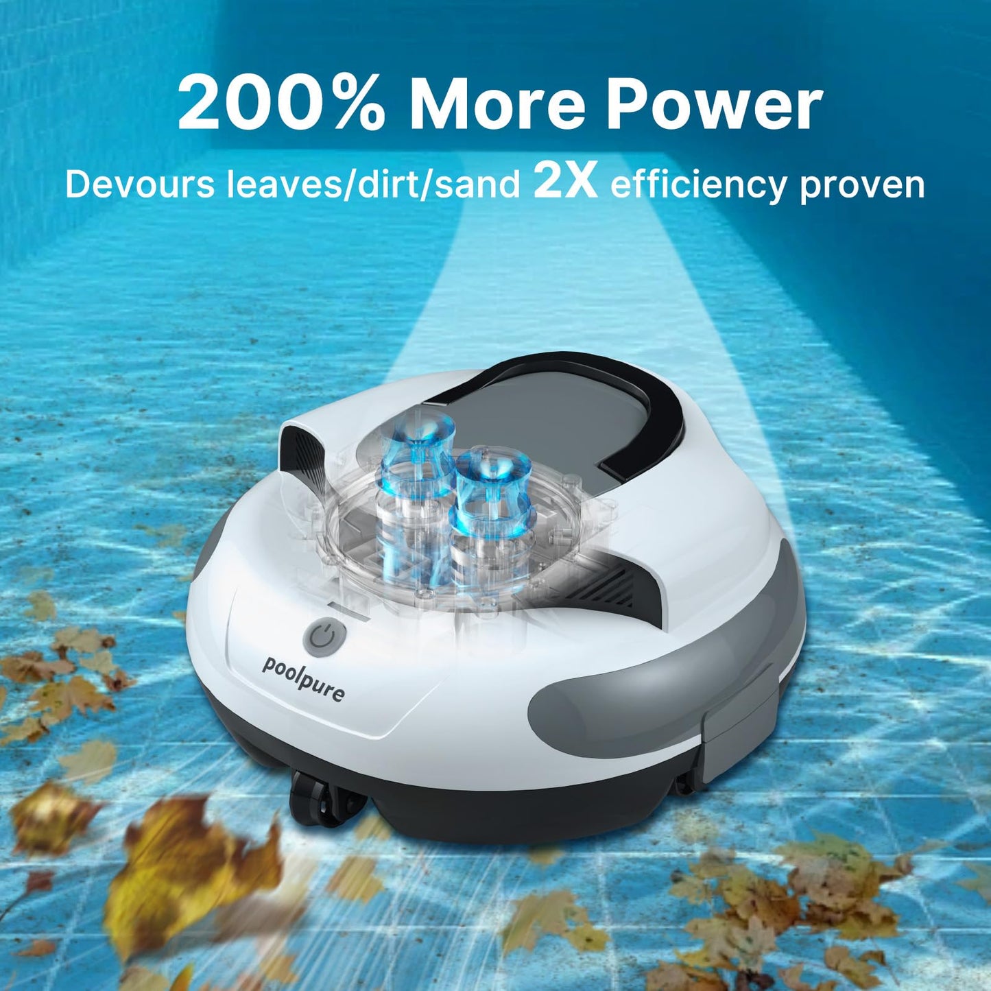 POOLPURE Pool Cleaner, 5000mAh Battery, 120 Minutes Runtime, 1000 Sq Ft Coverage, Automatic Cleaner
