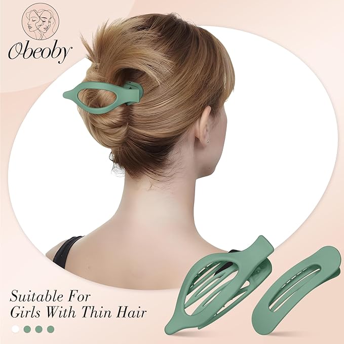 obeoby 8 PCS 2 Styles Flat Hair Clips, Bridesmaid Hair Claws for Women Girls Thin Hair Bridesmaid Proposal Gifts for Wedding Bridal Party Favors, White and Sage Green