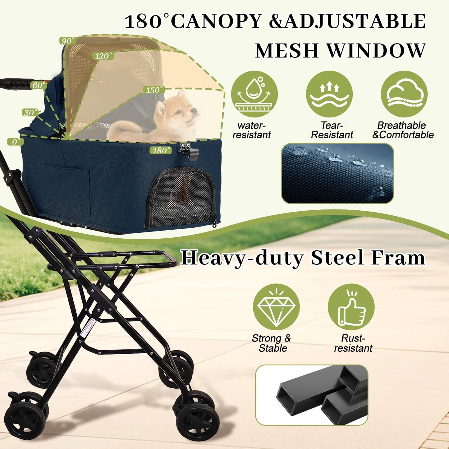 Dog Stroller with Detachable Carriers, Foldable Dog Stroller for Medium Dogs 20 lbs with Cup Holder and Storage Bag, Pet Stroller for Small Dogs, Double Cat Strollers Suitable for All-Terrain
