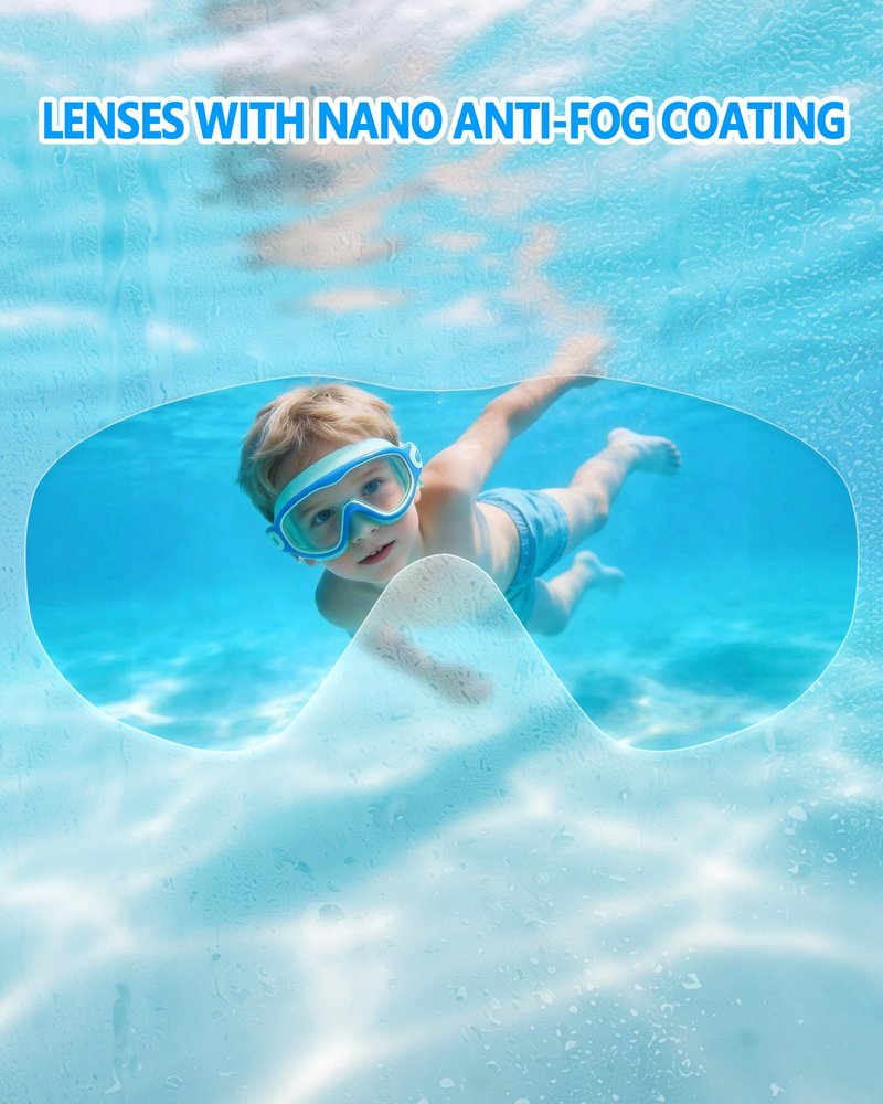 YLKJSWIM Swim Goggles for Kids 3-15 with Earplugs Large Frame Anti-Fog/UV Swimming Goggles for Boys Girls Toddler 2PCS (Green Black+Blue New)