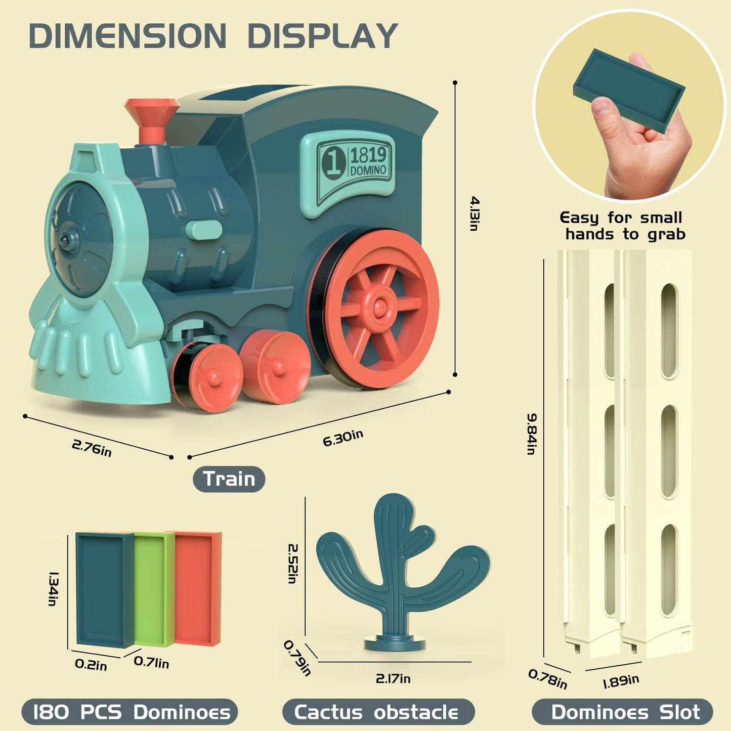 PREPHY Domino Train Toys Kids Games - Automatic Stacking Creative Game 3+ Year Old - Stem Montessori Toy for Boys 4-6 - Summer Autistic Christmas Birthday Gifts 5 6 Toddler Ages 4-8 180PCS