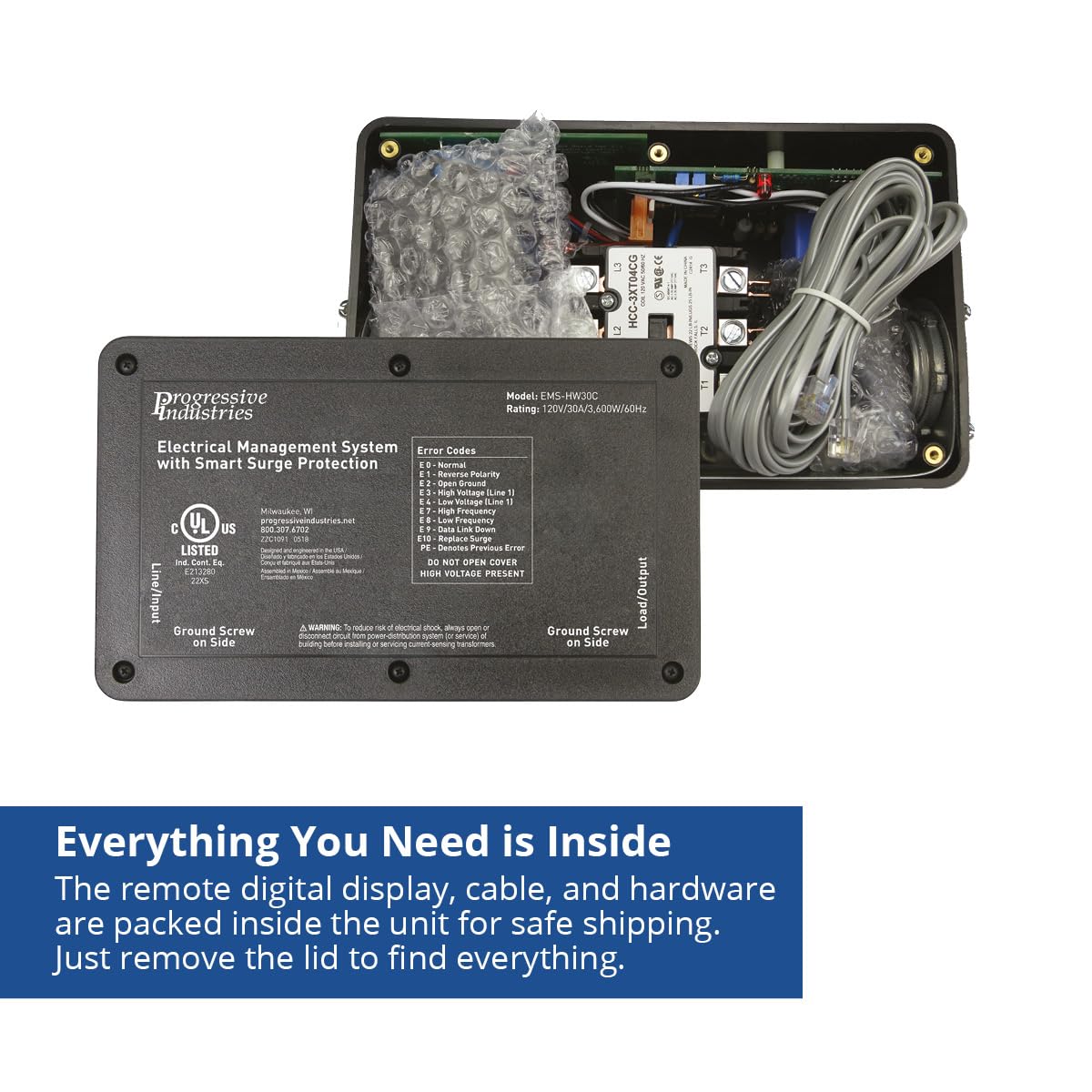 Progressive Industries EMS-HW30C Heavy Duty RV Surge Protector, Black, 30 Amp