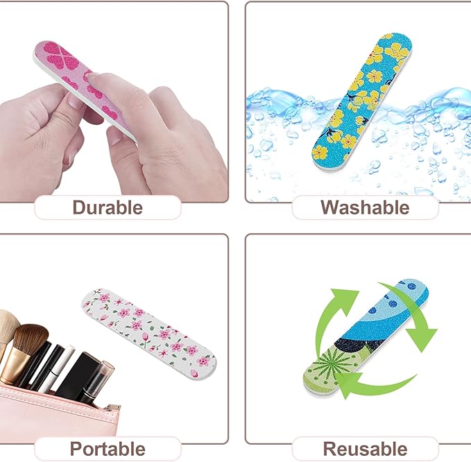 Mini Nail Files (50 Packs), Colorful Emery Boards for Nails Double Sided 180 Grit Emory, Gifts Bulk Fingernails Manicure Tools Shaping Buffing Smoothing Filers Cute 3.5Ã¢ÂÂ
