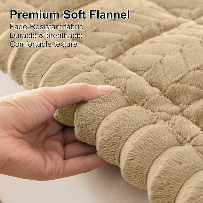 Smiry Non Slip Couch Covers for Dogs, Fuzzy Pet Couch Covers for 2-3 Cushion Sofa Pet Friendly, Soft Sofa Slipcovers Cushion Furniture Protector Washable (Khaki, 27.6" x 59")