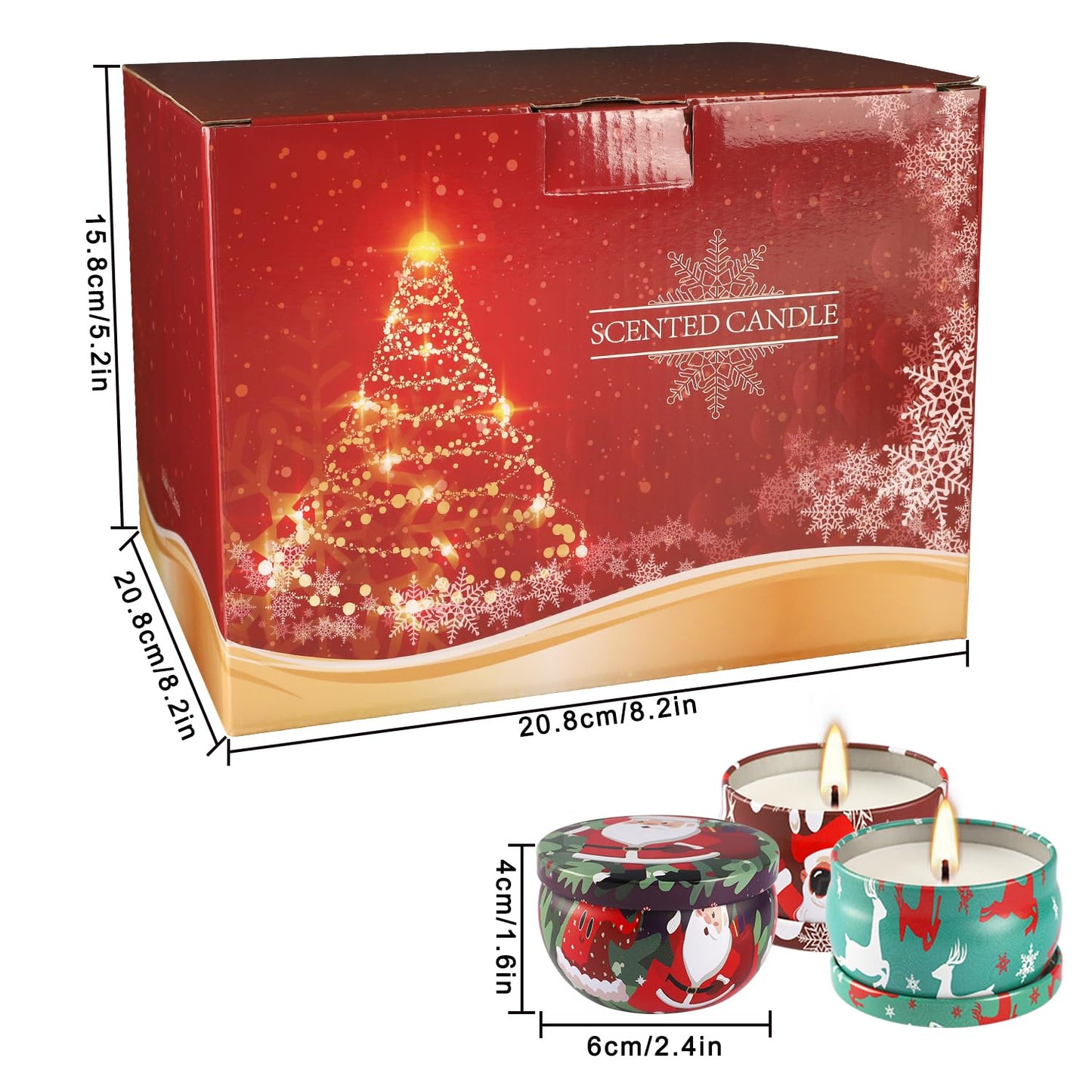 36Pack Christmasc Sets,Long Burning,2.5oz Natural Soy Wax with Essential Oils Decorative Aromatherapy Candles for Christmas，Thanksgiving Gift, Home Scented