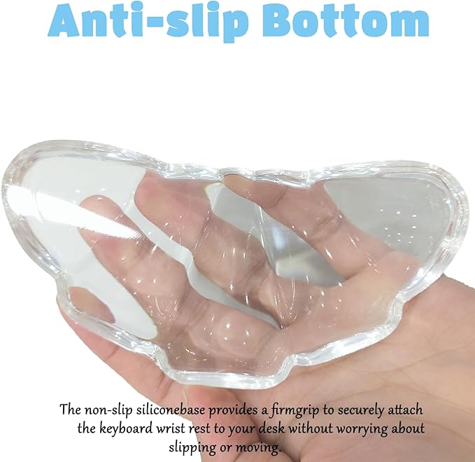 Gel Wrist Rest for Keyboard and Mouse Transparent White Bread Elbow Pad Cushion Ergonomic Cute Clear Cool Croissant Mouse Wrist Pad Support Silicone Non-Slip Computer Gaming Home Office Hand Pillow