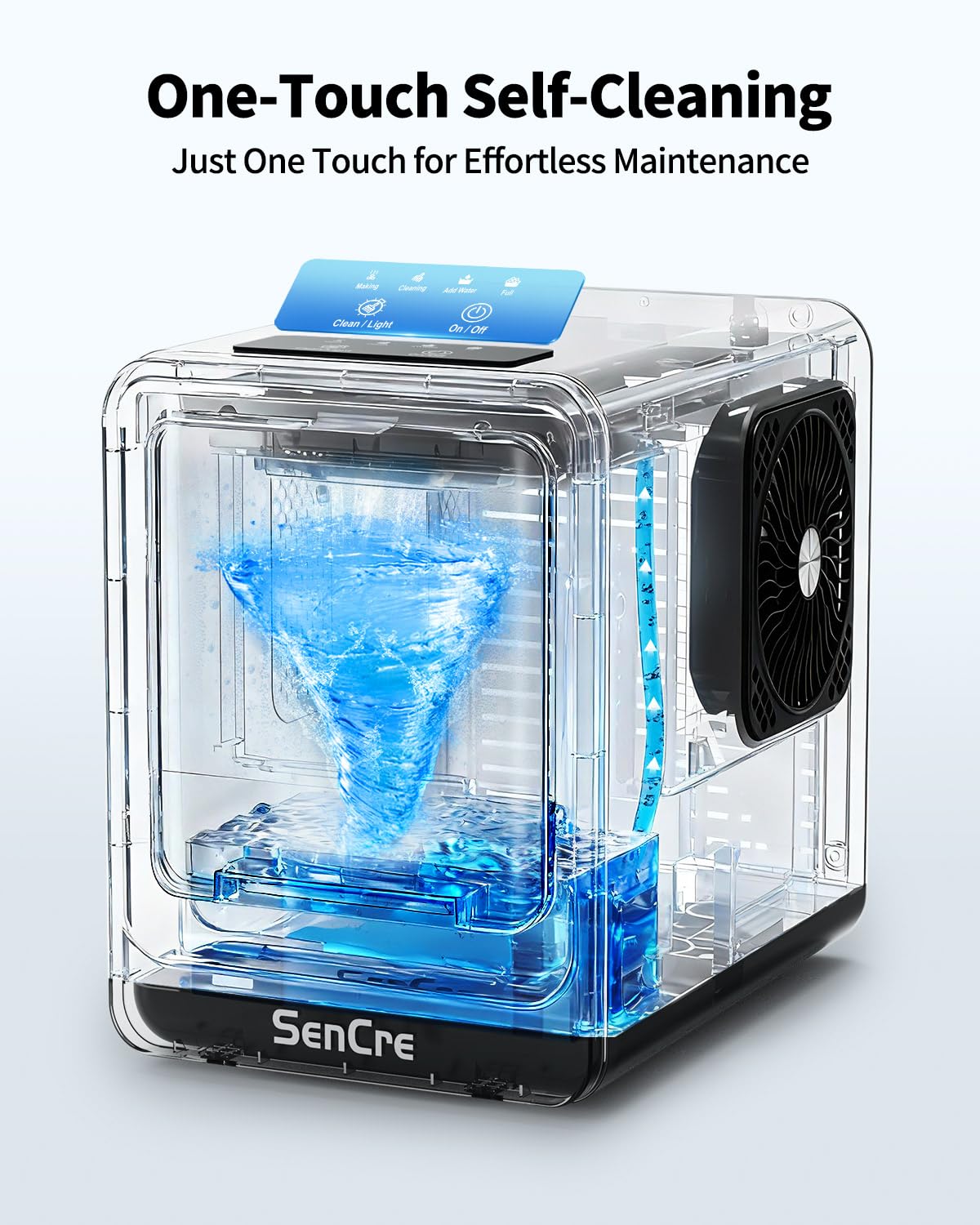SenCre Nugget Ice Maker Countertop with Auto Water Refill, 42lbs/Day Stainless Steel Ice Machine with Pull-Out Drawer ＆ One-Click Self-Cleaning, Portable Ice Makers for Home/Kitchen/Office