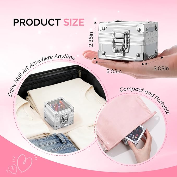 MelodySusie Nail Drill Bits Holder, 25 Holes Case, Portable Dustproof Displayer Organizer Container, Nail Tech Professional Nail Art Tool, Travel Salon Home, Silver (Drill Bits Not Included)