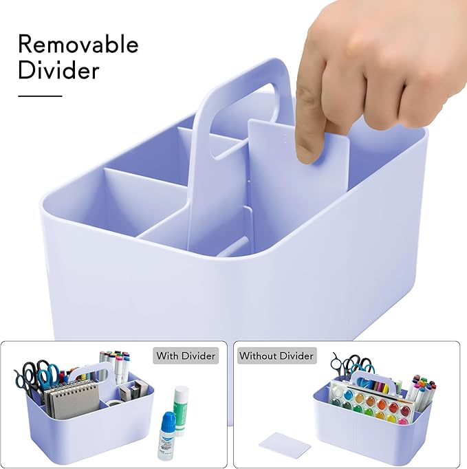 Tiawudi Multipurpose Caddy Organizer, Plastic Caddy with Handle, Stackable Desk Organizer for Stationery, Marker and Pencil, Office Supplies Organizer, Dorm Caddy