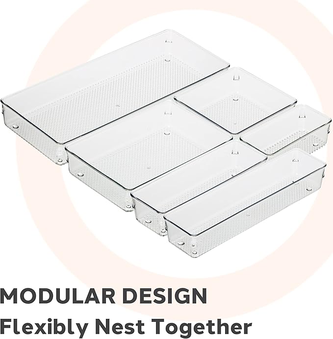 Oggi Clear Drawer Organizer | 3" X 12" | Pack of 2 | For Kitchen Drawers