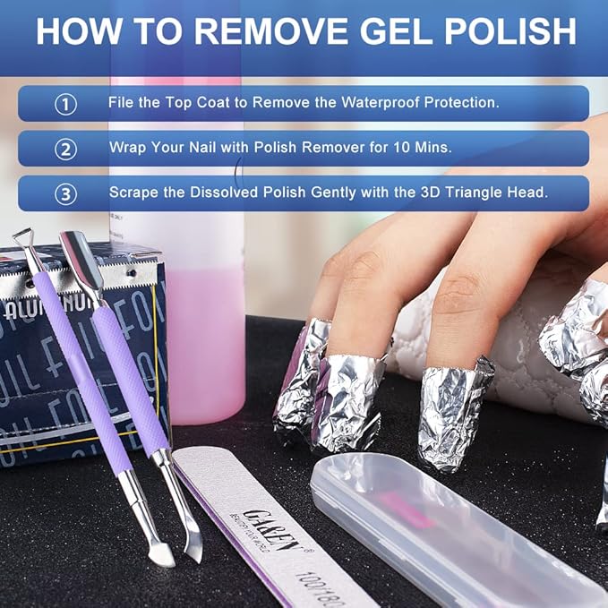 2PCS Metal Lavender/Taro Purple Cuticle Pusher and Cutter Remover Salon Quality Stainless Steel Gel Nail Polish Peeler Scraper Durable Manicure and Pedicure Cleaner Tool For Fingernail and Toenail
