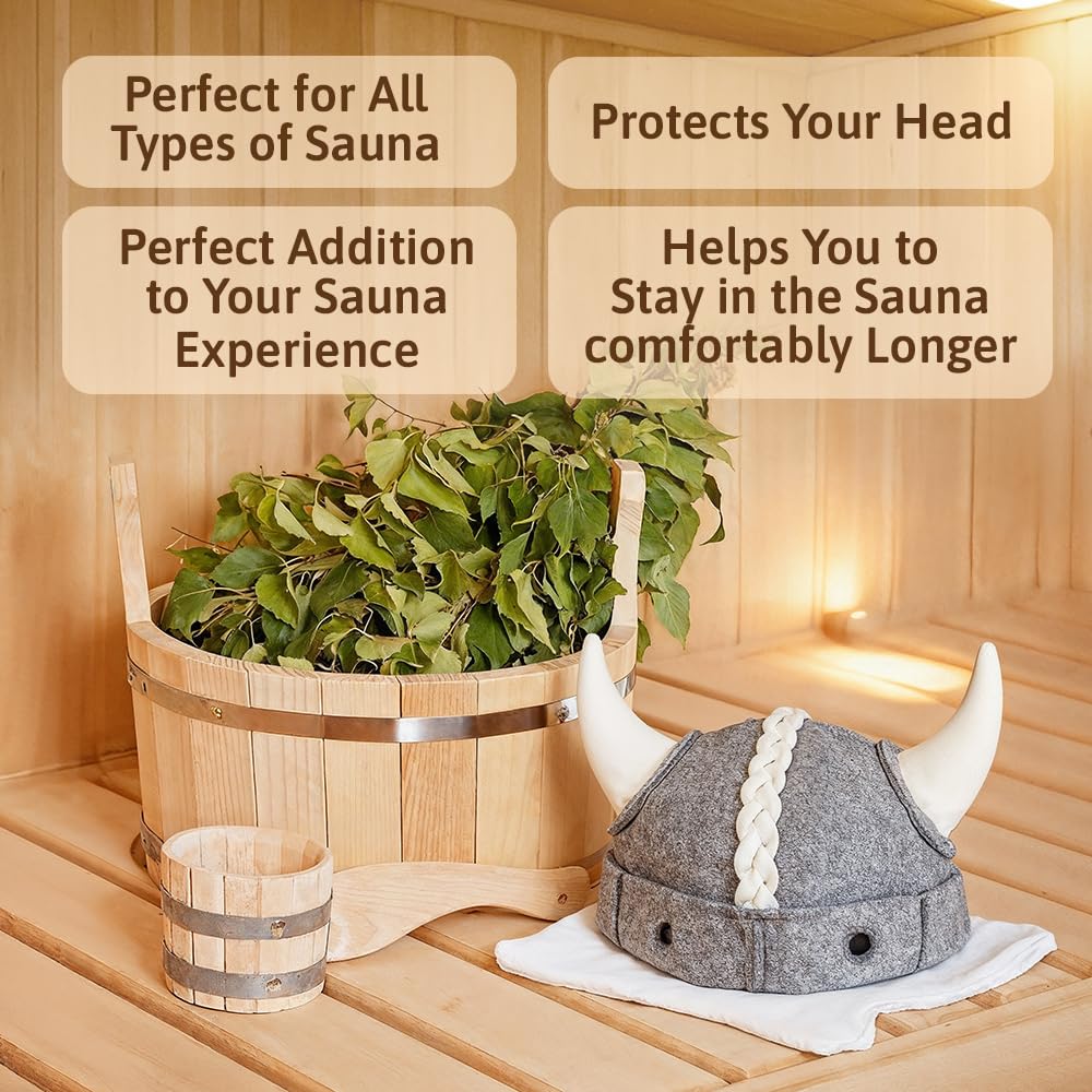 Sauna Hat Viking Banya Hat for Men - Hats Sauna Cap Finnish Ukraine Mens Sauna Hat for Women and Men Gray