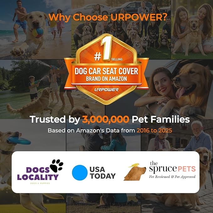 URPOWER XL Dog Back Seat Extender for Crew Cab Truck, Hard Bottom Dog Car Seat Cover Holds 550lbs Waterproof Dogs Car Hammock Pet Backseat, Pet Truck Accessories for F150 / RAM 1500/ Tundra Crew Cab