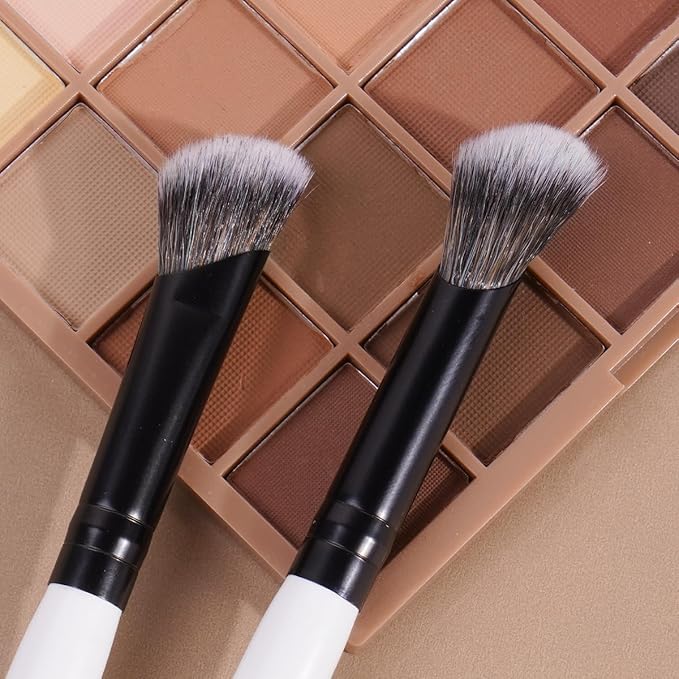 MAANGE 3 PCS Foundation Contour Conceal Brush Set, Makeup Brushes, Eyeshadow Concealer Brushes, Double Sided Blending Eyebrow Brush Professional Face brushes Set Tools, For Liquid, Cream, Loose Powder