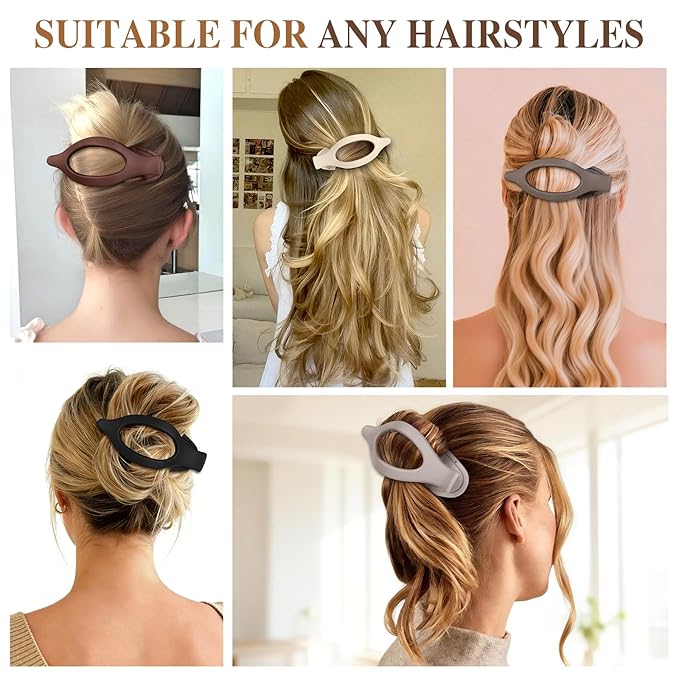 10 Pcs Flat Hair Clips for Women French Concord Claw Clips for Thick and Thin Hair Claw Clips Duck Billed Barrettes Hair Accessories for Women and Girls (Brown Dark Colorful)