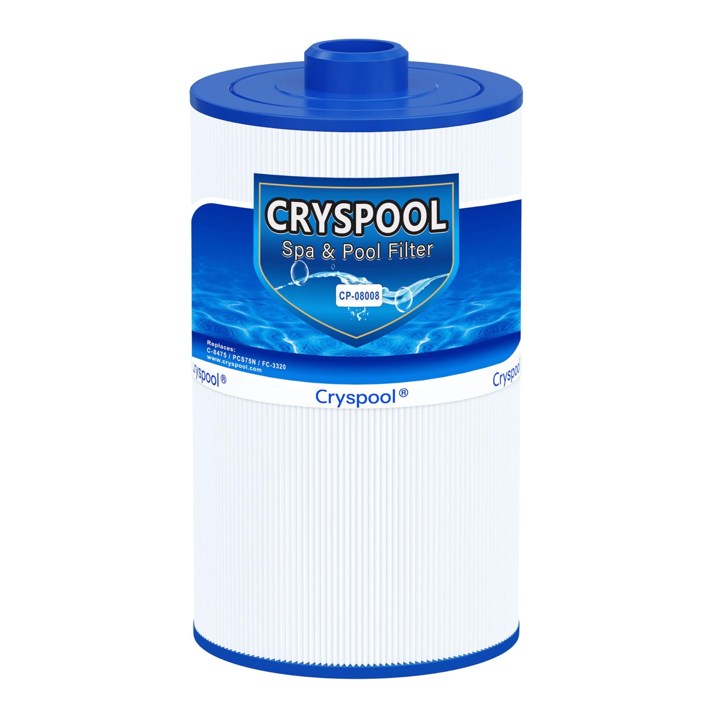 Cryspool® 08008 Filter Compatible with PCS75N, Maax Spas, 100594, C-8475, FC-3320, 75 Sq. Ft Spa Filter Cartridge, 1 Pack