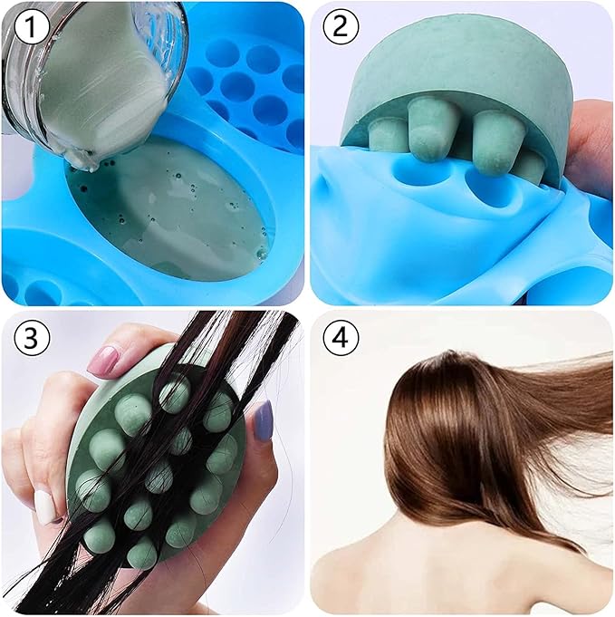 2 Pcs Ice Tray Hair Scalp Massage Molds, 4.5oz Unique Hair Brush Soap Bar Silicone Molds at Home (Blue and Pink)