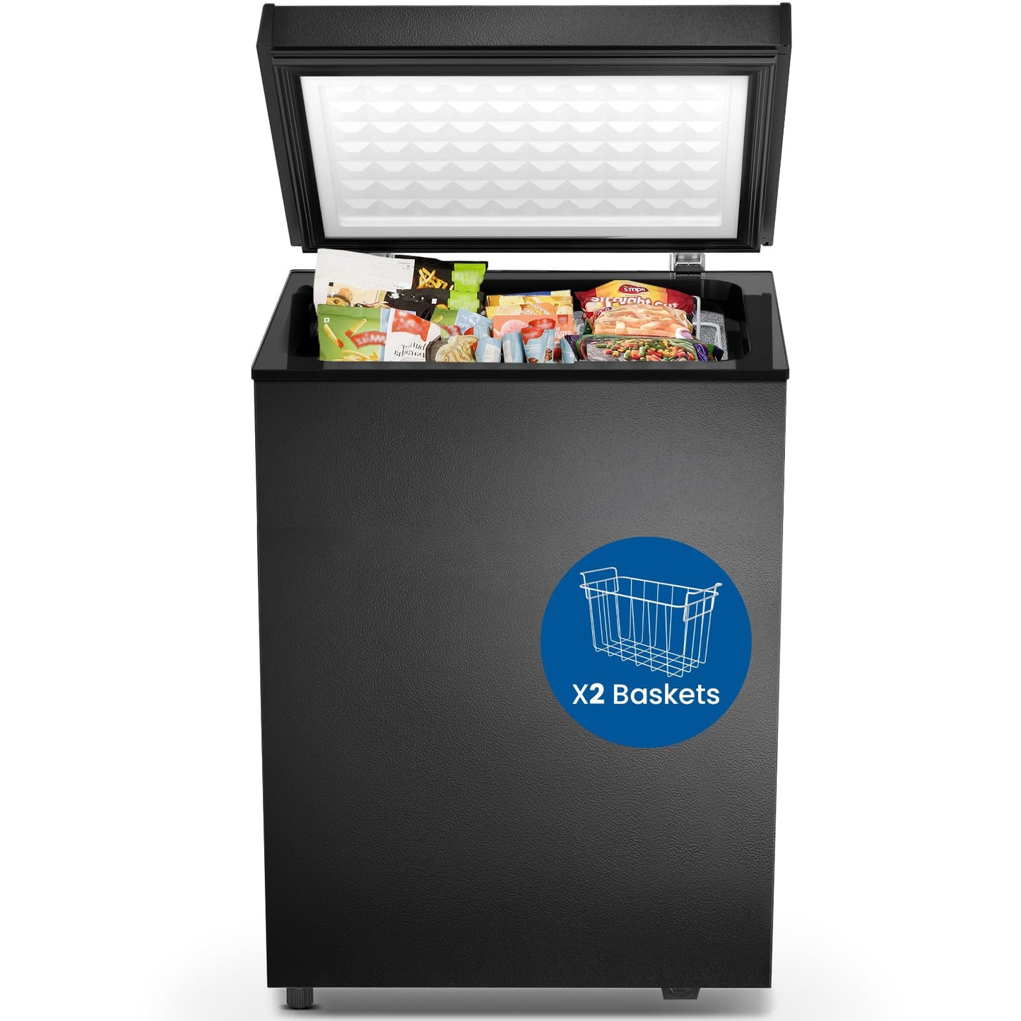 Electactic Chest Freezer 2.8 Cubic Feet Compact Freezer with 2 Removable Baskets, Free Standing Top open Door Deep Freezer, Adjustable Temperature for Home Dorm, Bar, Basement, Kitchen