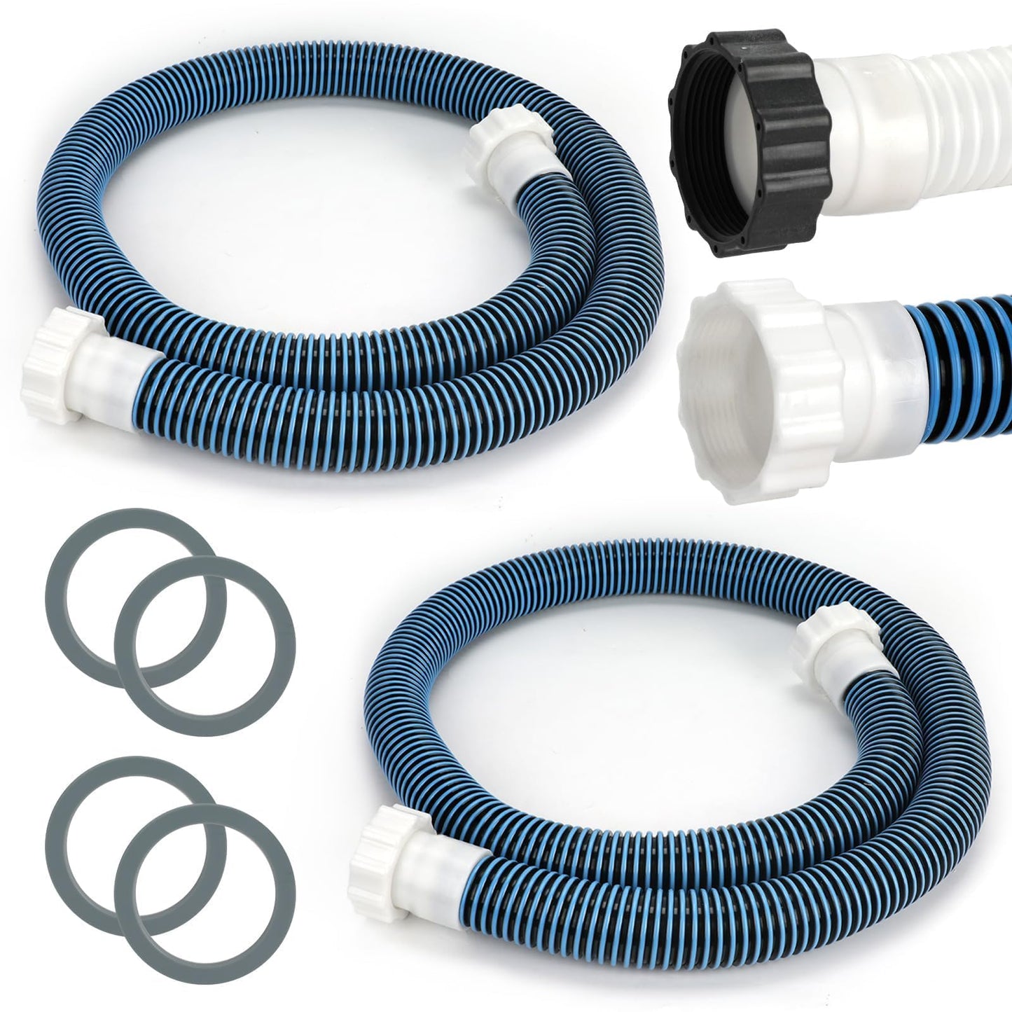 Conderyang 2 Pack 1 1/2 Pool Hose for Above Ground Pool 6ft Pump Replacement Hoses 1.5" EVA Heavy Duty Swimming Pool Hose for Above Ground, Filter Pumps, Saltwater Systems and Sand Filters (Blue)