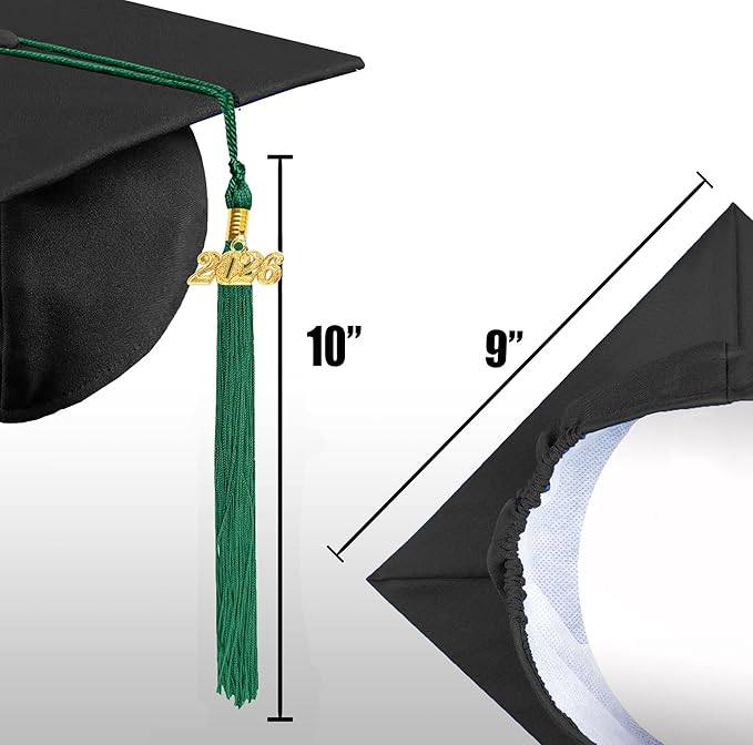 Graduation Cap with 2026 Tassel Year Charm Black Graduation Cap for High School & Bachelor