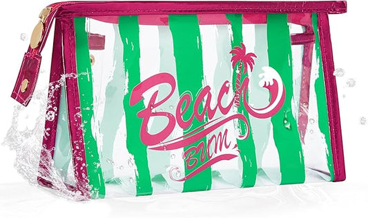 COSHAYSOO Sunscreen Bag Clear Makeup Toiletry Pouch Beach Vacation Essentials for Women Teen Girls Trip Gifts Summer Pool Travel Must Have Accessories Waterproof Stuff
