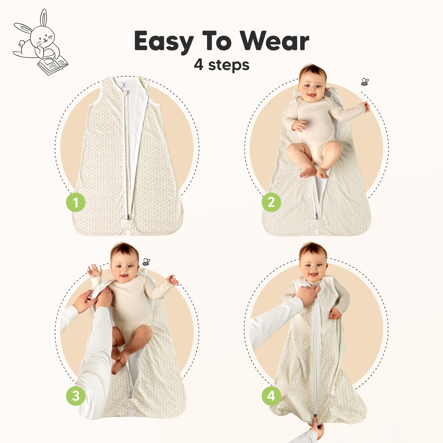 2-Pack Baby Sleep Sacks,Zipper Wearable Blanket - 0.5TOG Organic Cotton,Lightweight,Soft Cozy Toddler Sleeping Sack 6-12 months,Easy to Wear Large Newborn Transition Swaddles Sleepsacks(BumbleBear, M)