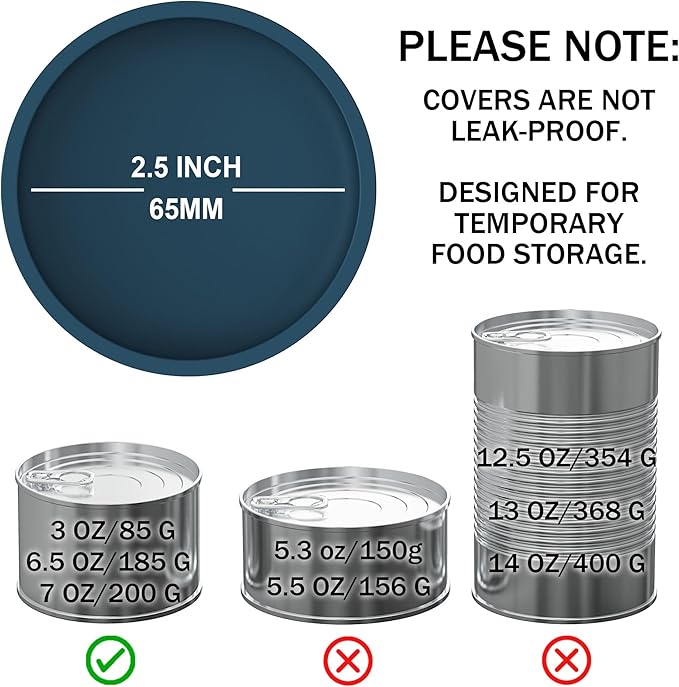 OHMO 3 Pack Small Cat Food Can Lids, Silicone Pet Food Can Lids Covers for 3 oz 2.5 oz Cat Food Cans, Dark Blue