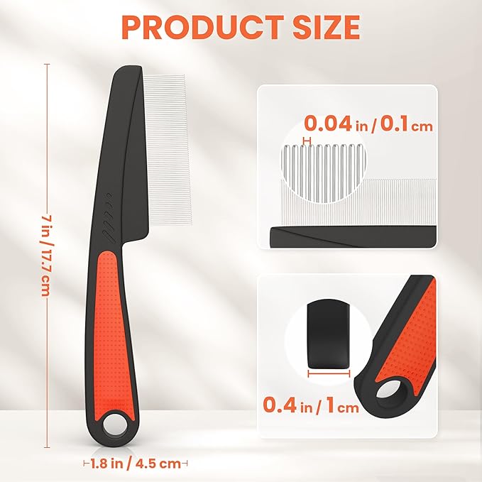Dandruff Comb Stainless Steel Fine Tooth Dandruff Remover Scalp Comb Hair Comb for Kids and Adults (Red)