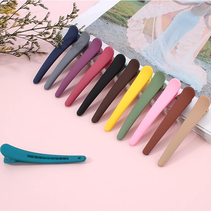 YISSION 12 PCS Hair Clips for Styling Sectioning, 3.1 Inch Matte Alligator No-Crease Duck Billed Hair Barrettes, Hair Styling Accessories for Women Girls