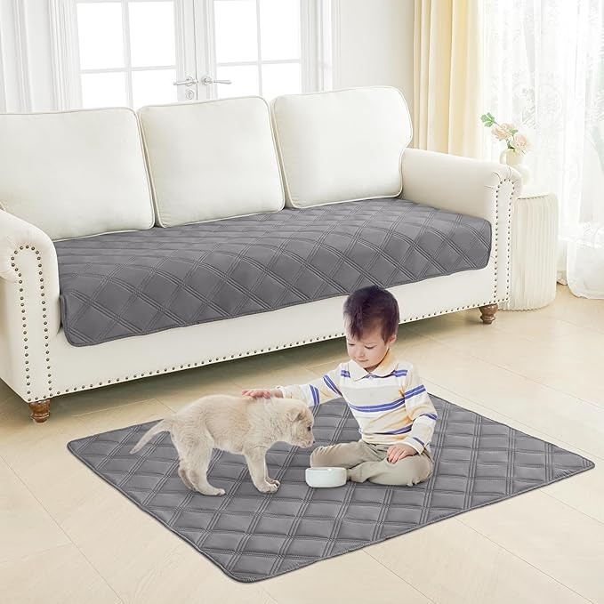 Smiry Waterproof Dog Bed Cover Blanket 40x80, Soft Reversible Pet Blanket, Washable Leakproof Cats Dogs Couch Cover for Sofa, Couch, Furniture, Grey/Grey