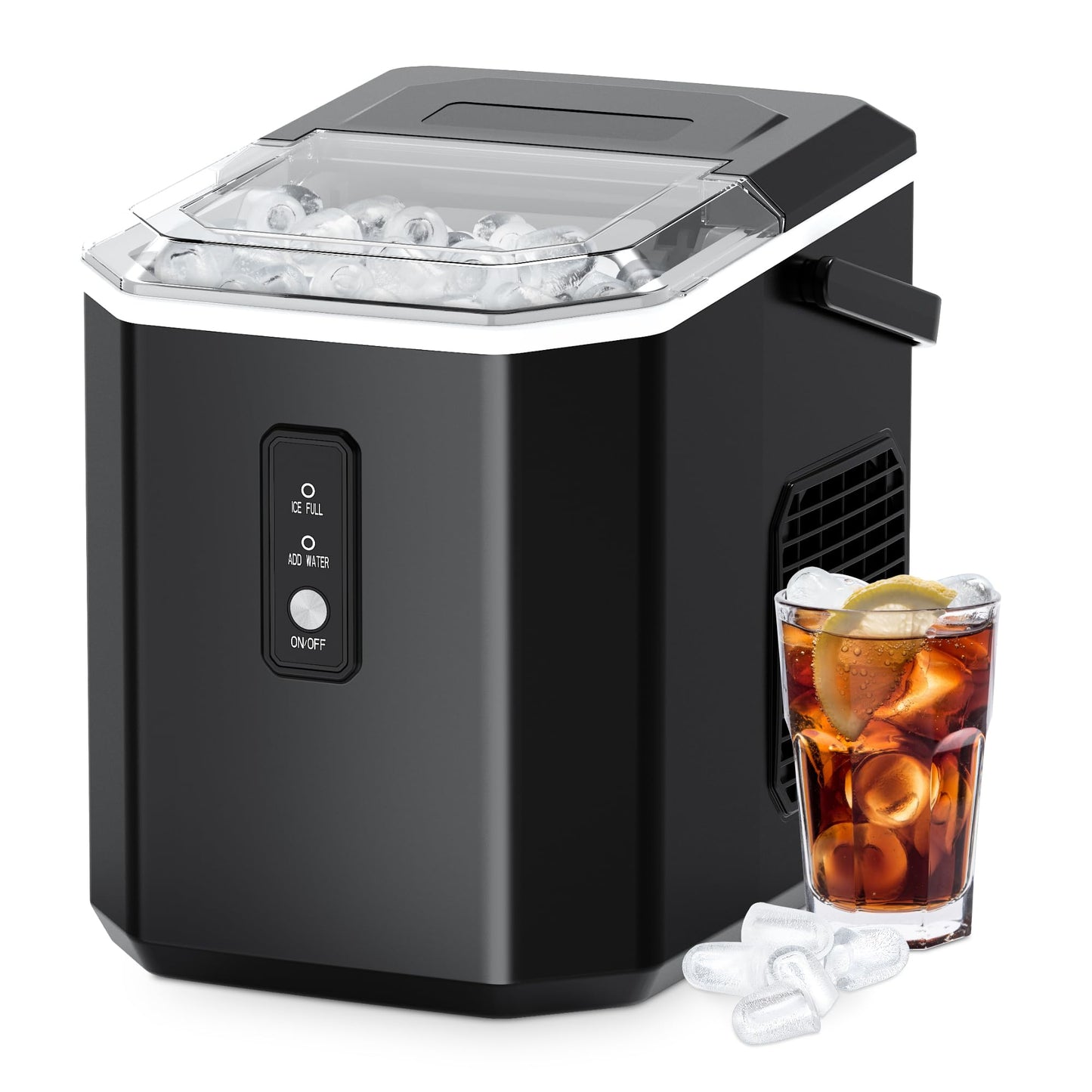 ICEVIVAL Countertop Ice Makers -26 lbs/24H, 9 Cubes Ready in 8Mins, Self-Cleaning Countertop Ice Maker with Handle, Portable Ice Machine with Ice Scoop&Basket, Perfect for Home/Kitchen/Office(Black)