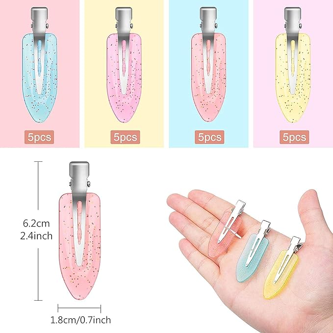 Gingbiss 20 Pcs No Bend Hair Clips, No Crease Hair Clips Curl Pin Clips with Storage Box for Hairstyle Bangs Waves Makeup