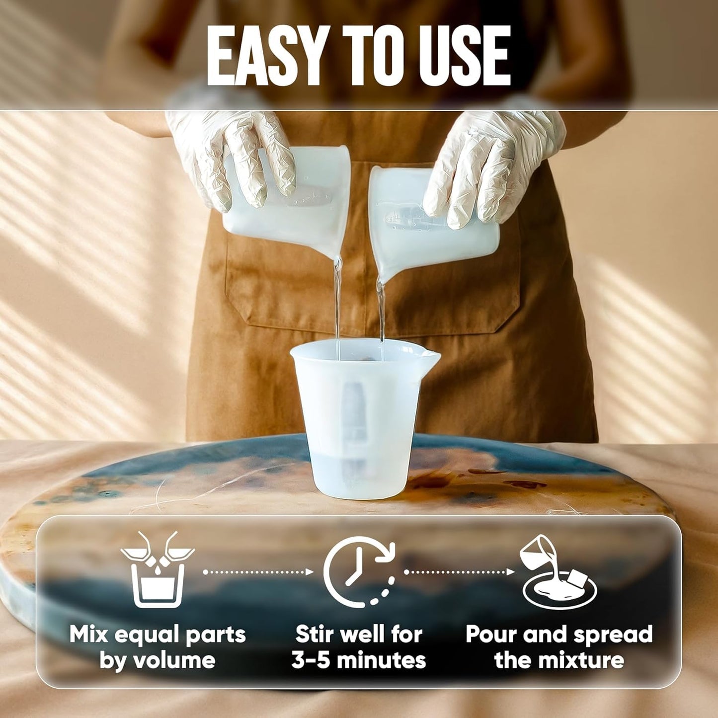 CRAFT RESIN Table Top Epoxy Resin Kit 1 Gallon – Ultra Clear, High-Gloss, UV & Scratch Resistant Finish, Bubble-Free, Self-Leveling & Food Safe. Best For Countertops, Bar Tops, Tumblers & Wood Coating