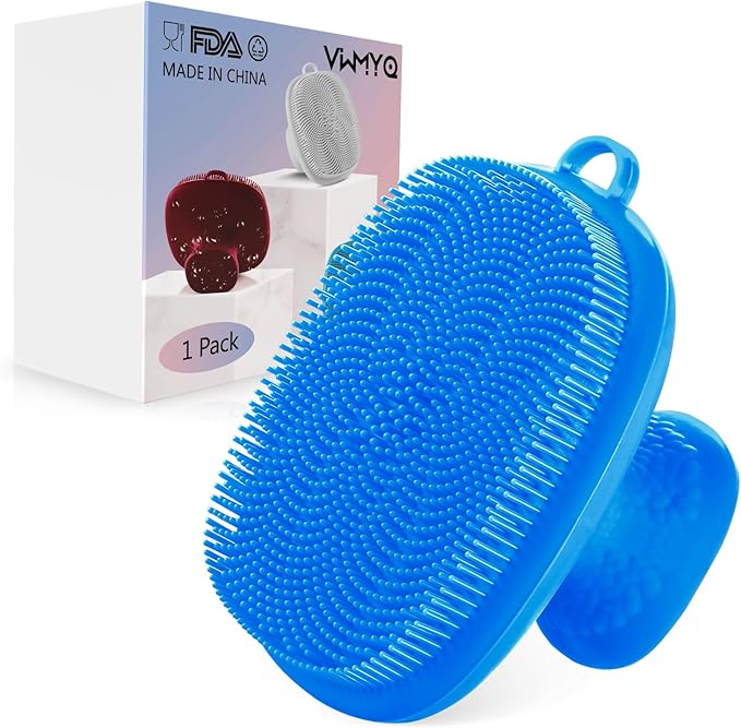 Silicone Face Scrubber for Men Facial Cleansing Brush Silicone Face Wash Brush Manual Waterproof Cleansing Skin Care Face Brushes for Cleansing and Exfoliating (Blue)
