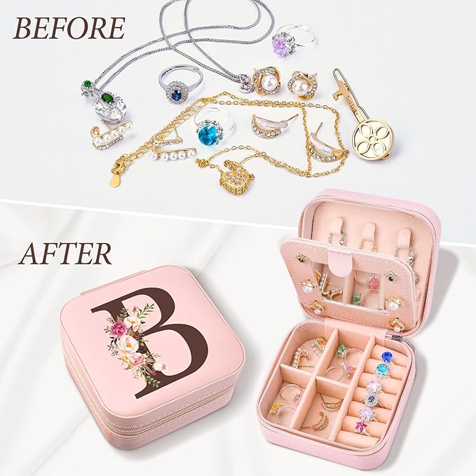 Christmas Gifts for Teen Girls, Travel Jewelry Case Box Organizer Personalized Gifts for Mom Wife Women, Necklace Earrings Box Gift for Teen Girls